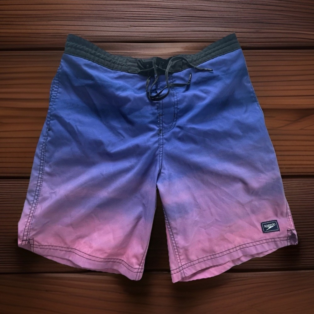 Speedo Men Swimwear Purple And Pink Large Ombre Trunks (132)